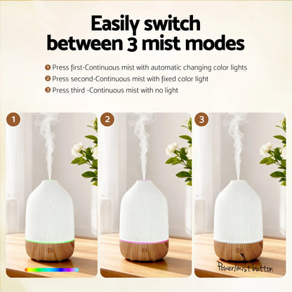 Devanti Ultrasonic Aroma Diffuser Aromatherapy 100ml LED Lights Iron Humidifier Forest - Mekamart Australia