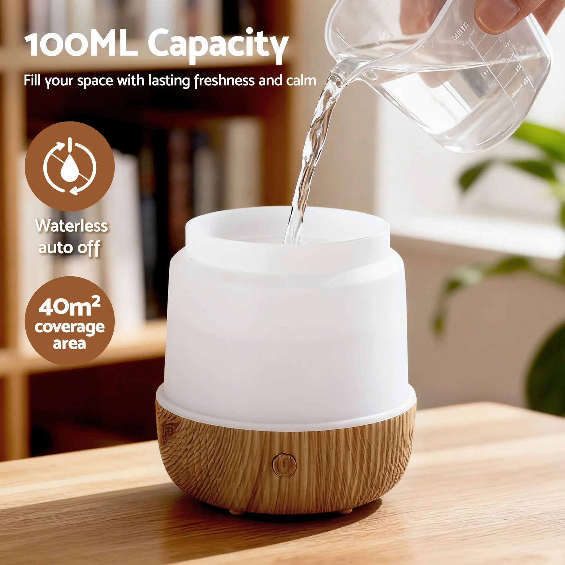 Devanti Ultrasonic Aroma Diffuser Aromatherapy 100ml LED Lights Iron Humidifier Forest - Mekamart Australia
