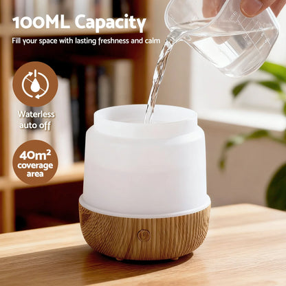 Devanti Ultrasonic Aroma Diffuser Aromatherapy 100ml LED Lights Iron Humidifier Forest - Mekamart Australia