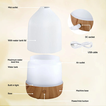 Devanti Ultrasonic Aroma Diffuser Aromatherapy 100ml LED Lights Iron Humidifier Forest - Mekamart Australia