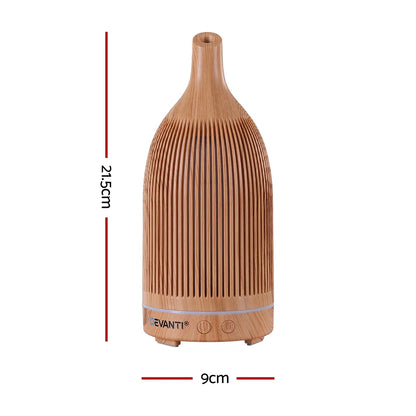 Devanti Ultrasonic Aroma Diffuser Aromatherapy 200ml LED Lights Iron Humidifier Forest Light wood grain - Mekamart Australia