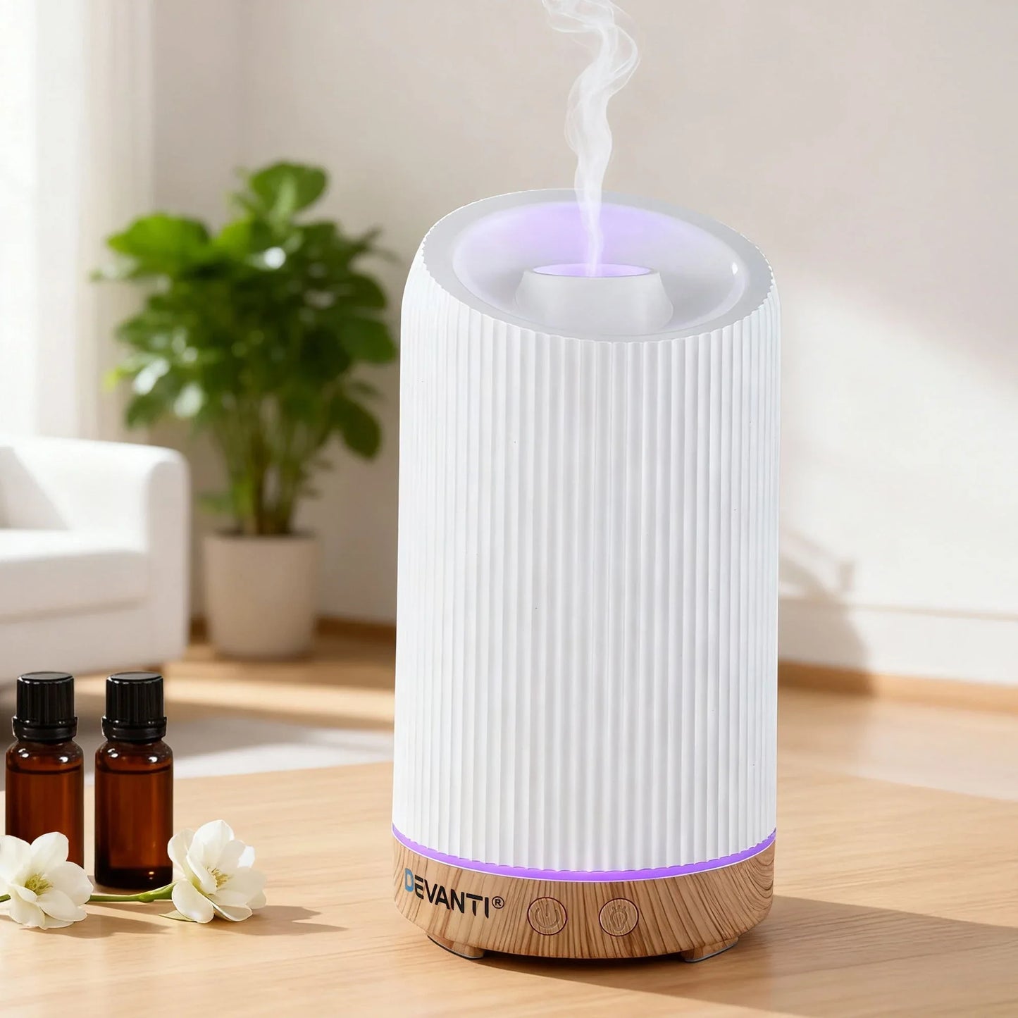 Devanti Ultrasonic Aroma Diffuser Aromatherapy 200ml LED Lights Iron Humidifier Forest - Mekamart Australia