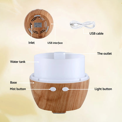 Devanti Ultrasonic Aroma Diffuser Aromatherapy 130ml LED Lights Iron Humidifier Forest - Mekamart Australia