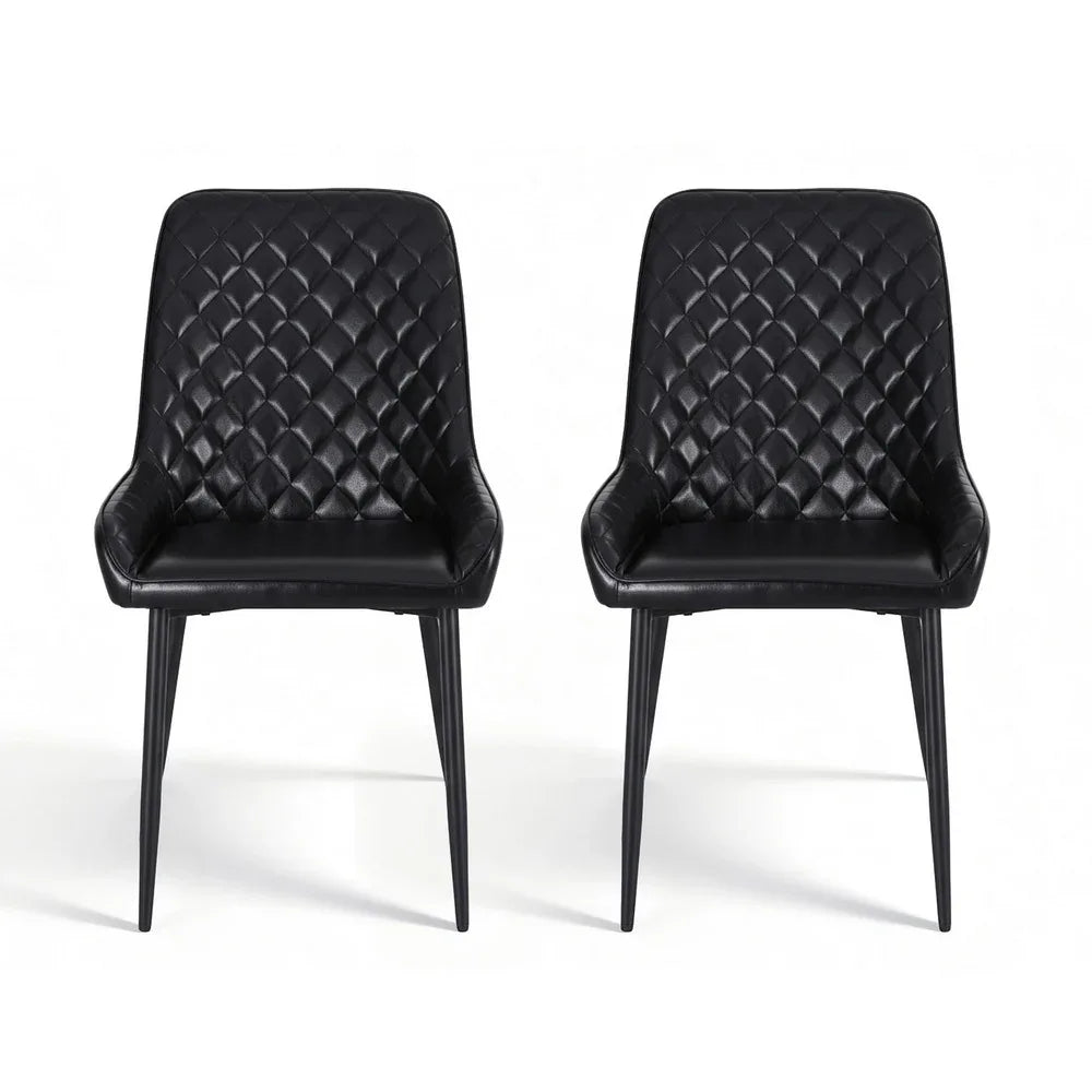 Artiss 2x Dining Chairs Retro PU Leather Kitchen Lounge Cafe Accent Chair Black - Mekamart Australia