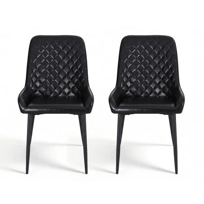 Artiss 2x Dining Chairs Retro PU Leather Kitchen Lounge Cafe Accent Chair Black - Mekamart Australia