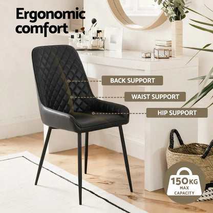 Artiss 2x Dining Chairs Retro PU Leather Kitchen Lounge Cafe Accent Chair Black - Mekamart Australia