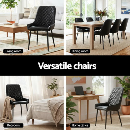 Artiss 2x Dining Chairs Retro PU Leather Kitchen Lounge Cafe Accent Chair Black - Mekamart Australia