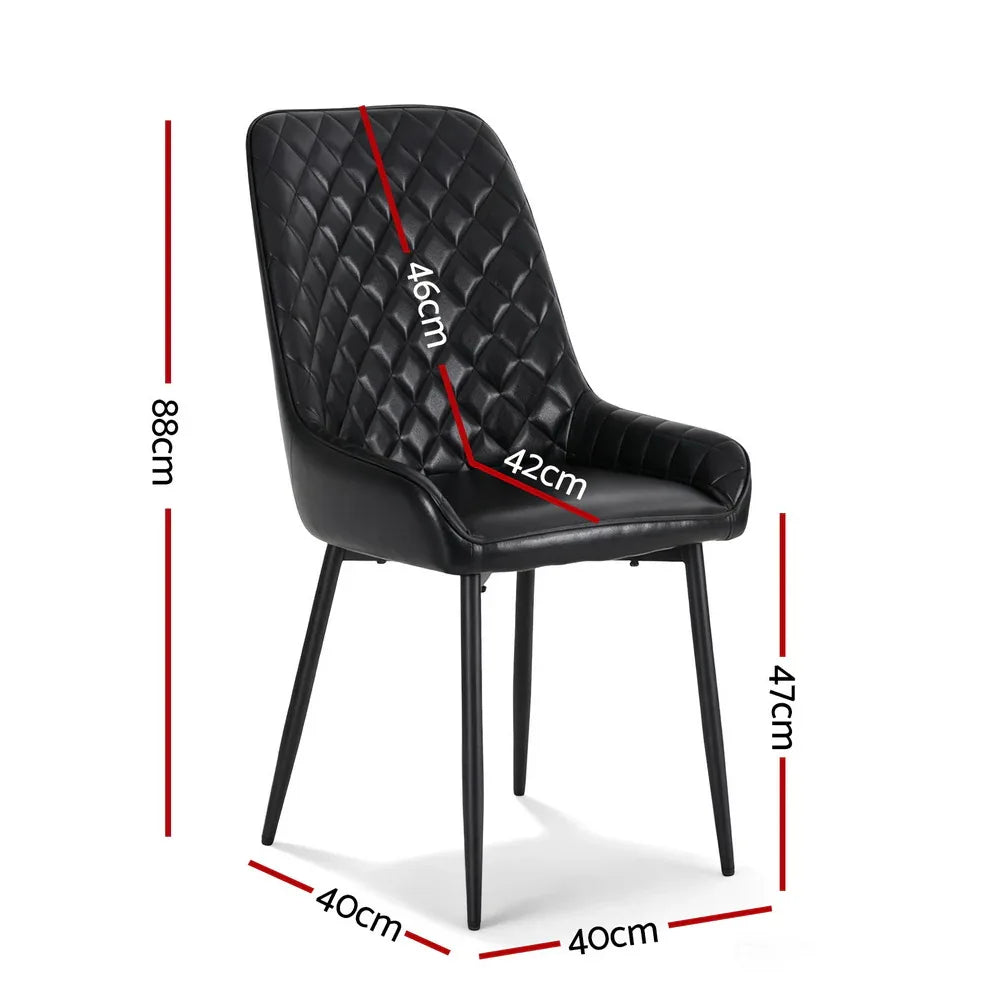 Artiss 4x Dining Chairs Retro PU Leather Kitchen Lounge Cafe Accent Chair Black - Mekamart Australia