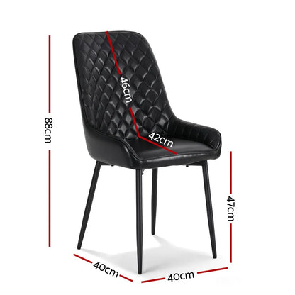 Artiss 4x Dining Chairs Retro PU Leather Kitchen Lounge Cafe Accent Chair Black - Mekamart Australia