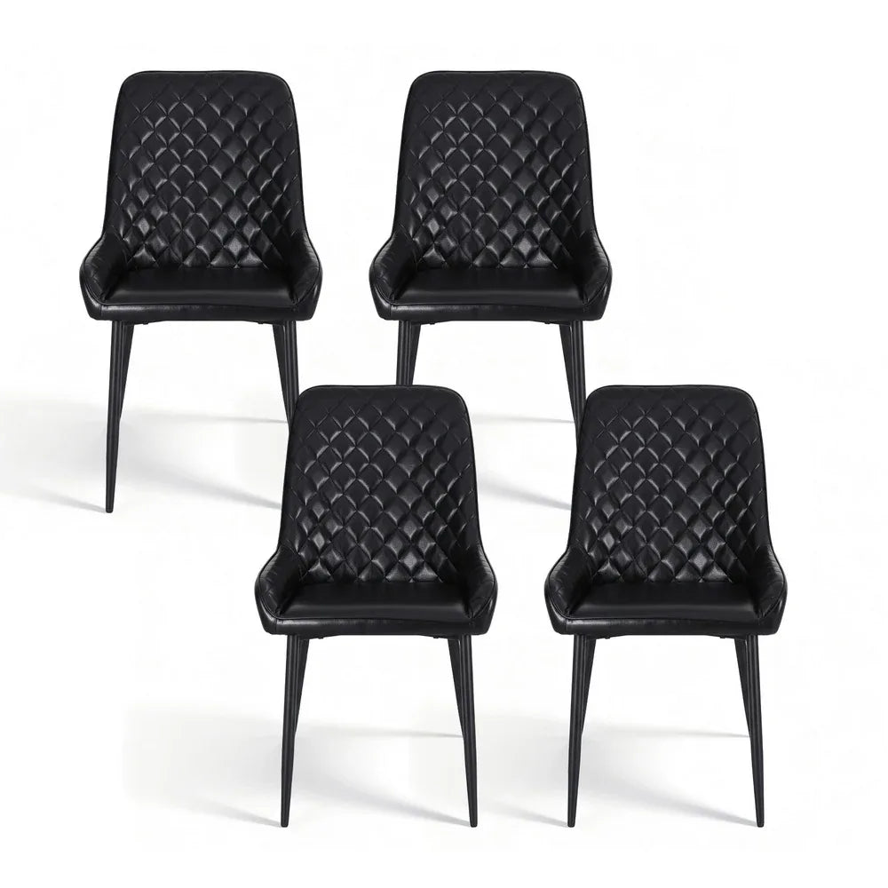 Artiss 4x Dining Chairs Retro PU Leather Kitchen Lounge Cafe Accent Chair Black - Mekamart Australia