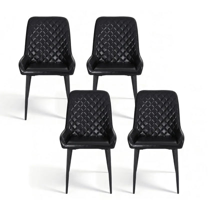 Artiss 4x Dining Chairs Retro PU Leather Kitchen Lounge Cafe Accent Chair Black - Mekamart Australia
