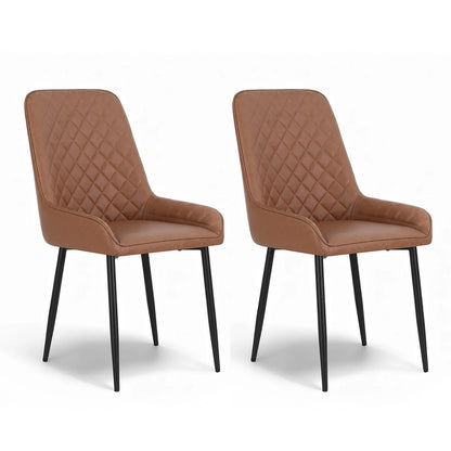 Artiss 2x Dining Chairs Retro PU Leather Kitchen Lounge Cafe Accent Chair Brown - Mekamart Australia