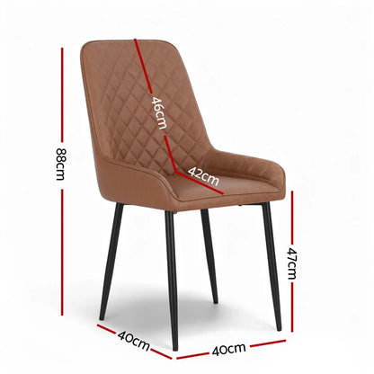 Artiss 2x Dining Chairs Retro PU Leather Kitchen Lounge Cafe Accent Chair Brown - Mekamart Australia
