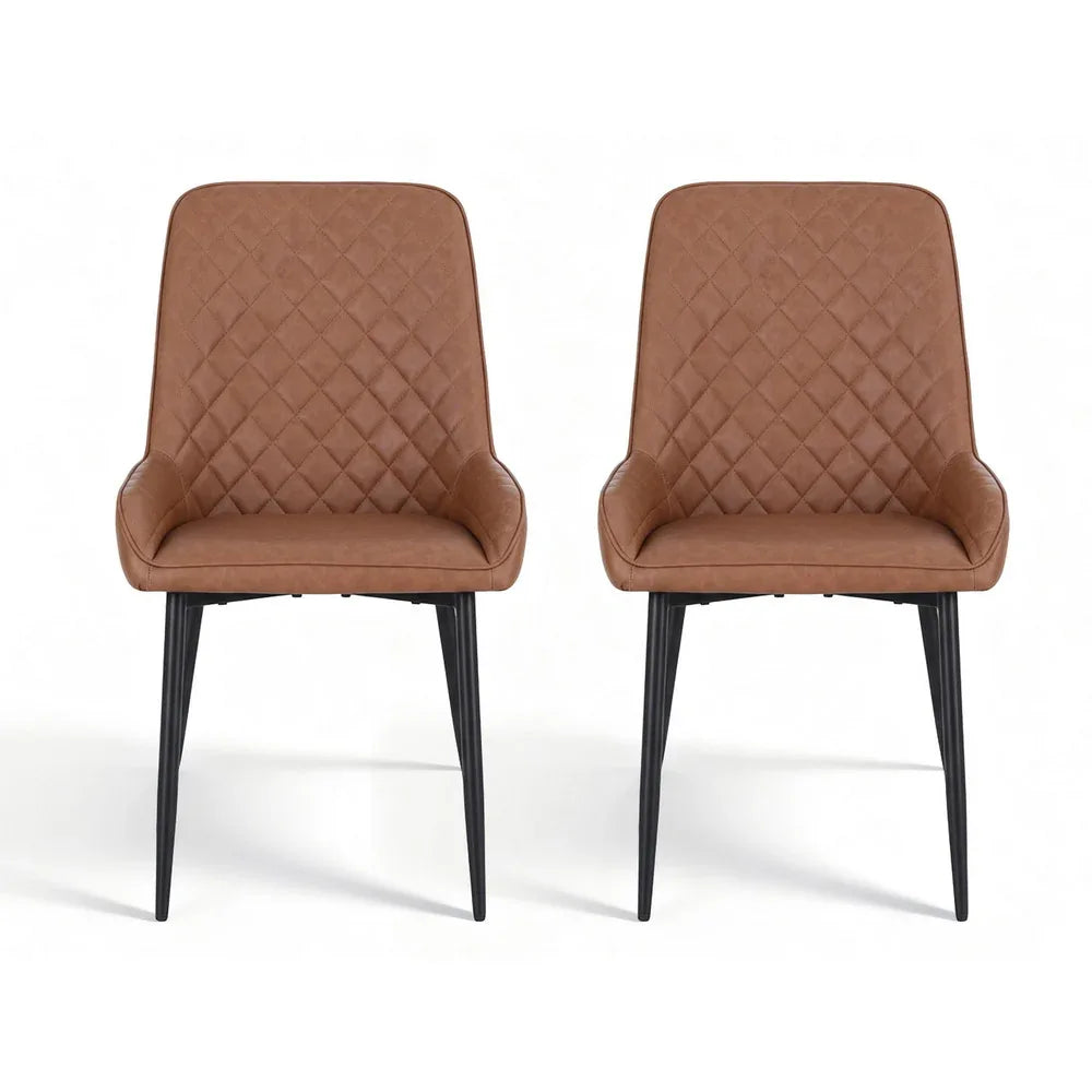 Artiss 2x Dining Chairs Retro PU Leather Kitchen Lounge Cafe Accent Chair Brown - Mekamart Australia