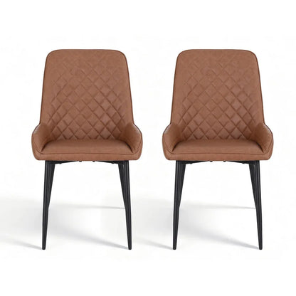 Artiss 2x Dining Chairs Retro PU Leather Kitchen Lounge Cafe Accent Chair Brown - Mekamart Australia