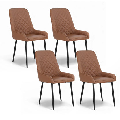 Artiss 4x Dining Chairs Retro PU Leather Kitchen Lounge Cafe Accent Chair Brown - Mekamart Australia