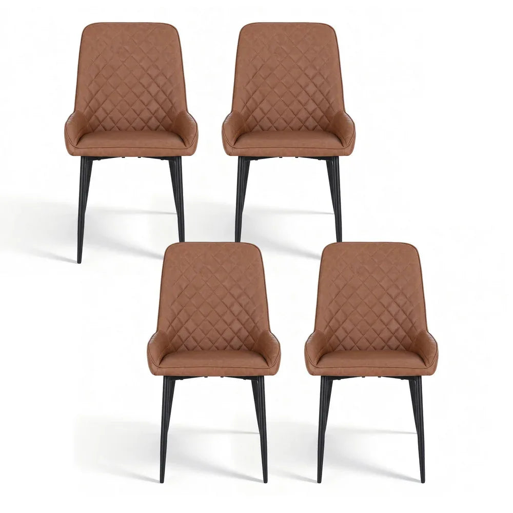 Artiss 4x Dining Chairs Retro PU Leather Kitchen Lounge Cafe Accent Chair Brown - Mekamart Australia