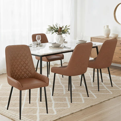 Artiss 4x Dining Chairs Retro PU Leather Kitchen Lounge Cafe Accent Chair Brown - Mekamart Australia
