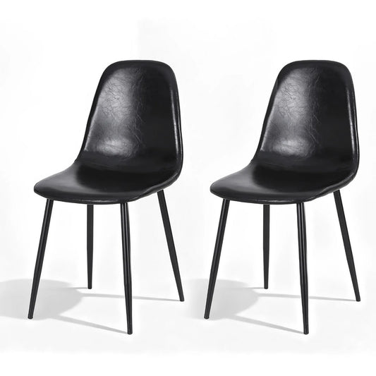 Artiss 2x Dining Chairs Retro PU Leather Kitchen Lounge Cafe Accent Chair Black - Mekamart Australia