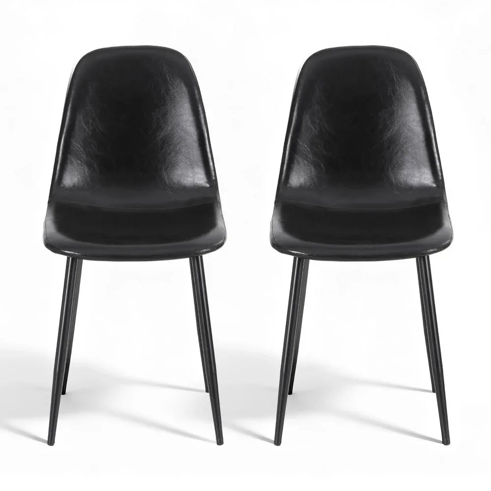 Artiss 2x Dining Chairs Retro PU Leather Kitchen Lounge Cafe Accent Chair Black - Mekamart Australia