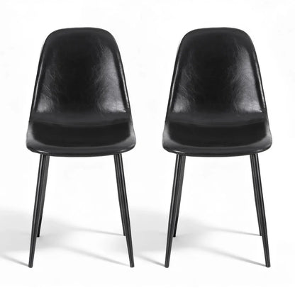 Artiss 2x Dining Chairs Retro PU Leather Kitchen Lounge Cafe Accent Chair Black - Mekamart Australia