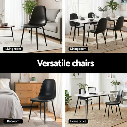Artiss 2x Dining Chairs Retro PU Leather Kitchen Lounge Cafe Accent Chair Black - Mekamart Australia