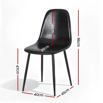 Artiss 4x Dining Chairs Retro PU Leather Kitchen Lounge Cafe Accent Chair Black - Mekamart Australia