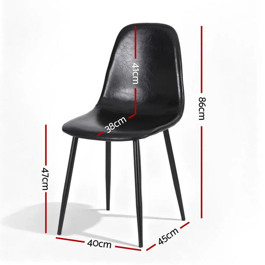 Artiss 4x Dining Chairs Retro PU Leather Kitchen Lounge Cafe Accent Chair Black - Mekamart Australia
