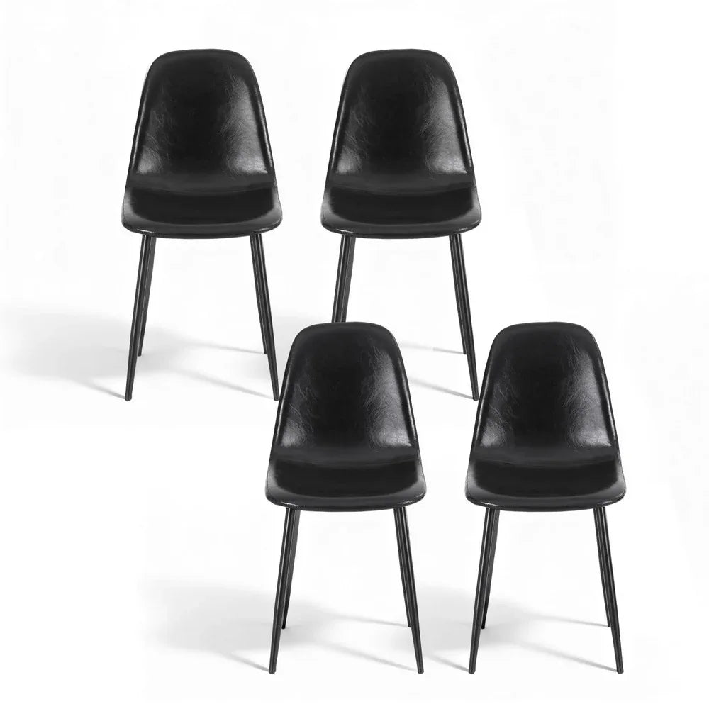 Artiss 4x Dining Chairs Retro PU Leather Kitchen Lounge Cafe Accent Chair Black - Mekamart Australia