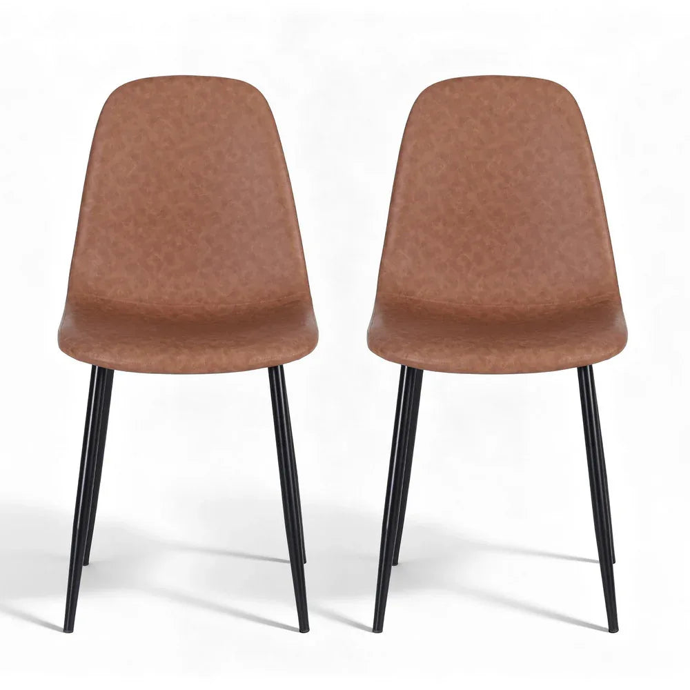Artiss 2x Dining Chairs Retro PU Leather Kitchen Lounge Cafe Accent Chair Brown - Mekamart Australia