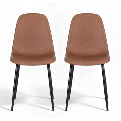 Artiss 2x Dining Chairs Retro PU Leather Kitchen Lounge Cafe Accent Chair Brown - Mekamart Australia