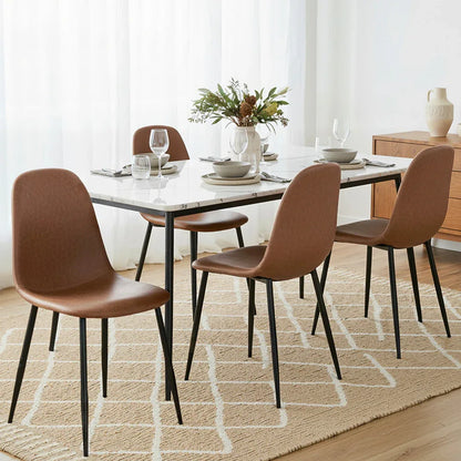 Artiss 4x Dining Chairs Retro PU Leather Kitchen Lounge Cafe Accent Chair Brown - Mekamart Australia
