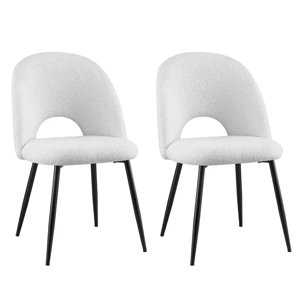 1 Set of 2 Artiss Dining Chair Boucle Sherpa - Mekamart Australia