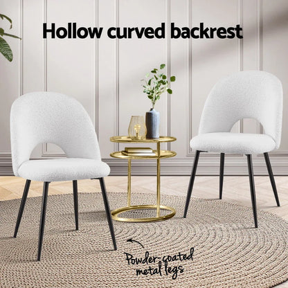 1 Set of 2 Artiss Dining Chair Boucle Sherpa - Mekamart Australia