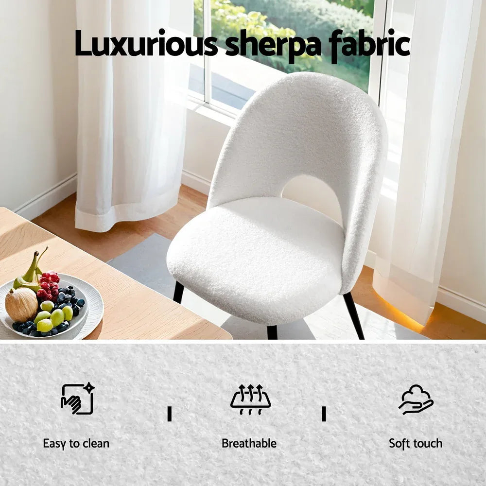 1 Set of 2 Artiss Dining Chair Boucle Sherpa - Mekamart Australia