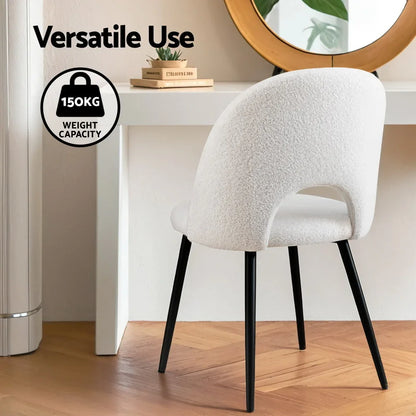 1 Set of 2 Artiss Dining Chair Boucle Sherpa - Mekamart Australia