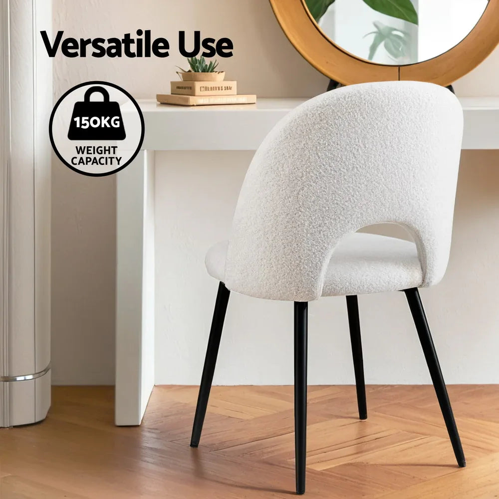 1 Set of 4 Artiss Dining Chair Boucle Sherpa - Mekamart Australia
