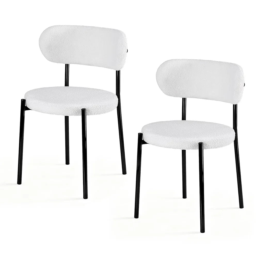 Artiss Dining Chairs Set of 2 Sherpa Boucle White - Mekamart Australia