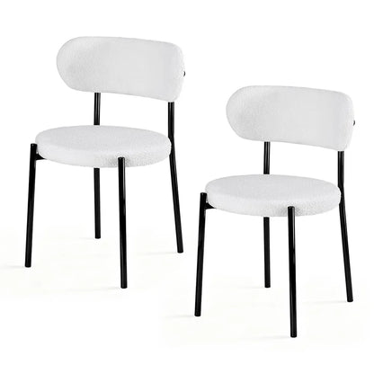 Artiss Dining Chairs Set of 2 Sherpa Boucle White - Mekamart Australia