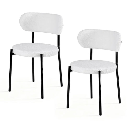 Artiss Dining Chairs Set of 2 Sherpa Boucle White - Mekamart Australia