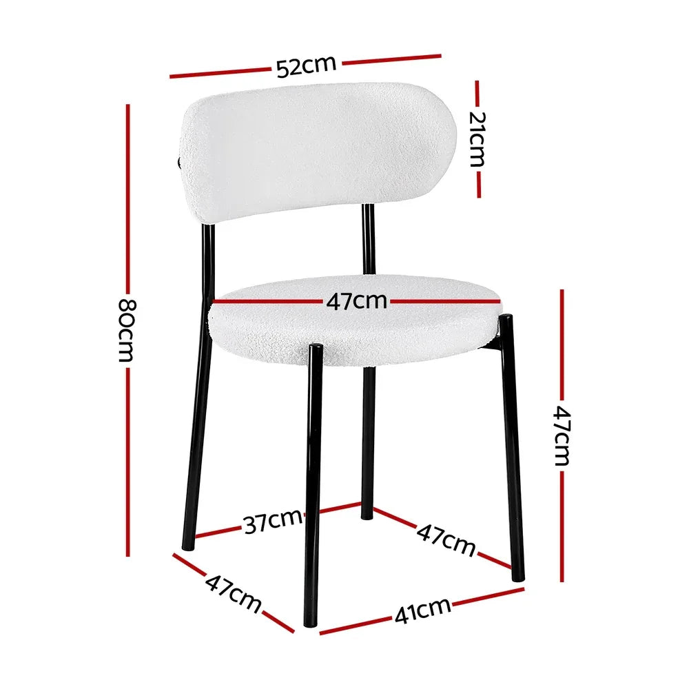 Artiss Dining Chairs Set of 2 Sherpa Boucle White - Mekamart Australia