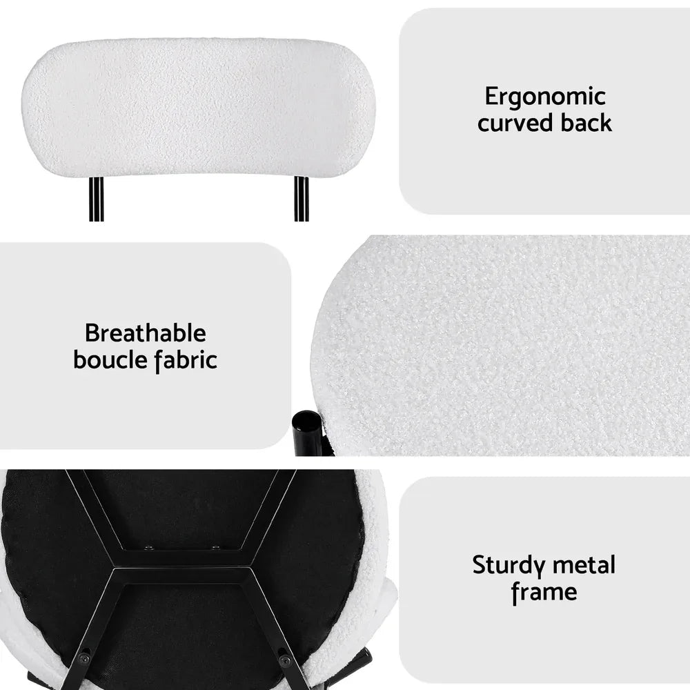 Artiss Dining Chairs Set of 2 Sherpa Boucle White - Mekamart Australia
