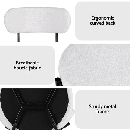 Artiss Dining Chairs Set of 2 Sherpa Boucle White - Mekamart Australia