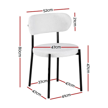 Artiss Dining Chairs Set of 4 Sherpa Boucle White - Mekamart Australia