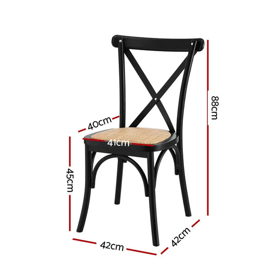 Artiss 2x Dining Chairs Rattan Wooden Kitchen Accent Chair Cafe Lounge Rubber Wood - Mekamart Australia