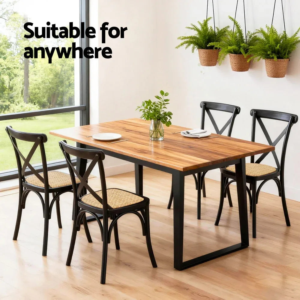 Artiss 4x Dining Chairs Rattan Wooden Kitchen Accent Chair Cafe Lounge Rubber Wood - Mekamart Australia