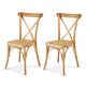 Artiss 2x Dining Chairs Rattan Wooden Kitchen Accent Chair Cafe Lounge Rubber Wood - Mekamart Australia