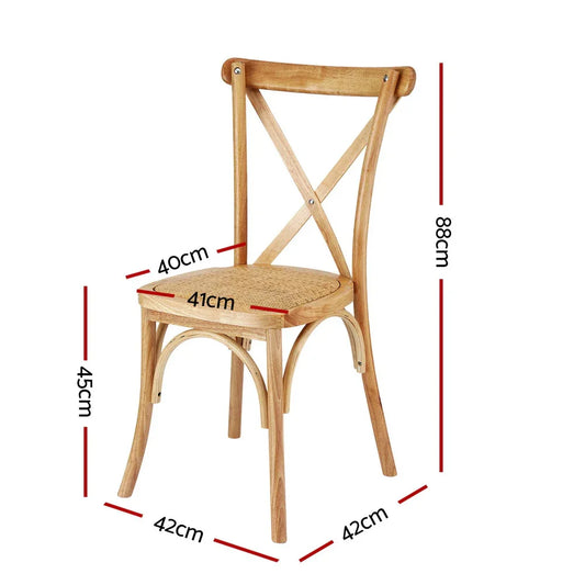 Artiss 4x Dining Chairs Rattan Wooden Kitchen Accent Chair Cafe Lounge Rubber Wood - Mekamart Australia