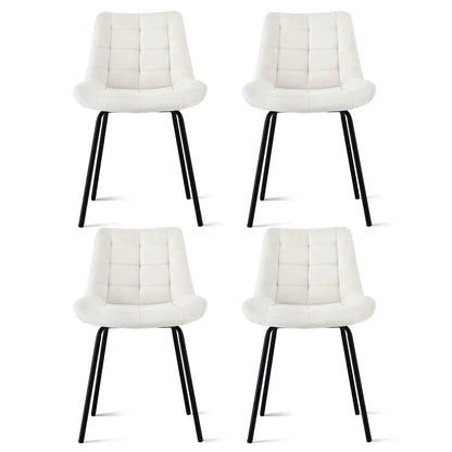 Artiss 4x Dining Chairs Velvet Tufted Kitchen Lounge Cafe Accent Chair Beige - Mekamart Australia