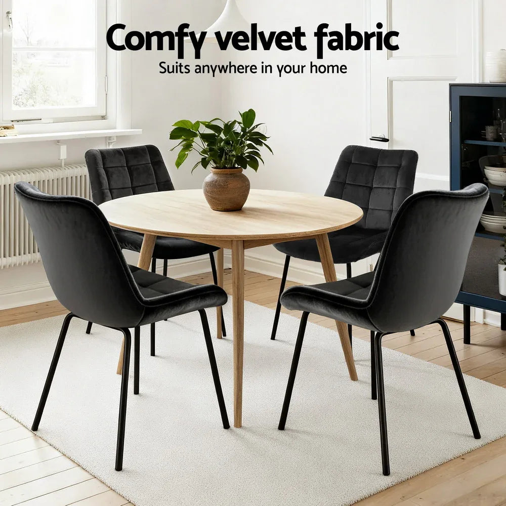 Artiss 4x Dining Chairs Velvet Tufted Kitchen Lounge Cafe Accent Chair Black - Mekamart Australia